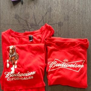 Ladies Red Budweiser logo Tees